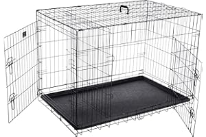 Pet Trex 2193 42"" Folding Pet Crate Double Door Kennel Wire Cage for Dogs, Cats or Rabbits, Black (AF321009)