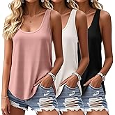 Riyiper 3 Pack Women's Waffle Knit Tank Tops, Scoop Neck Sleeveless Shirts Flowy Loose Beach Tops 2026 Summer Trendy