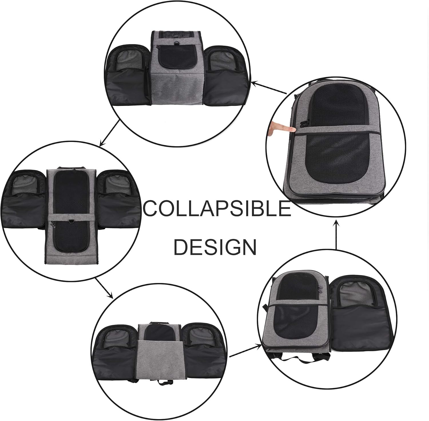 apollo walker Pet Carrier Backpack for Large/Small Cats and Dogs, Puppies, Safety Features and Cushion Back Support | for Travel, Hiking, Outdoor Use (Gray): Pet Supplies