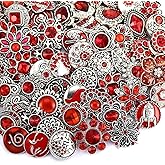 10PCs Mixed Style Rhinestones Snaps Jewelry Charms Buttons 18/20mm for Interchangeable Snaps Jewelry Making Women DIY Button Bracelets Necklaces Rings Brooch Accessories(Red)