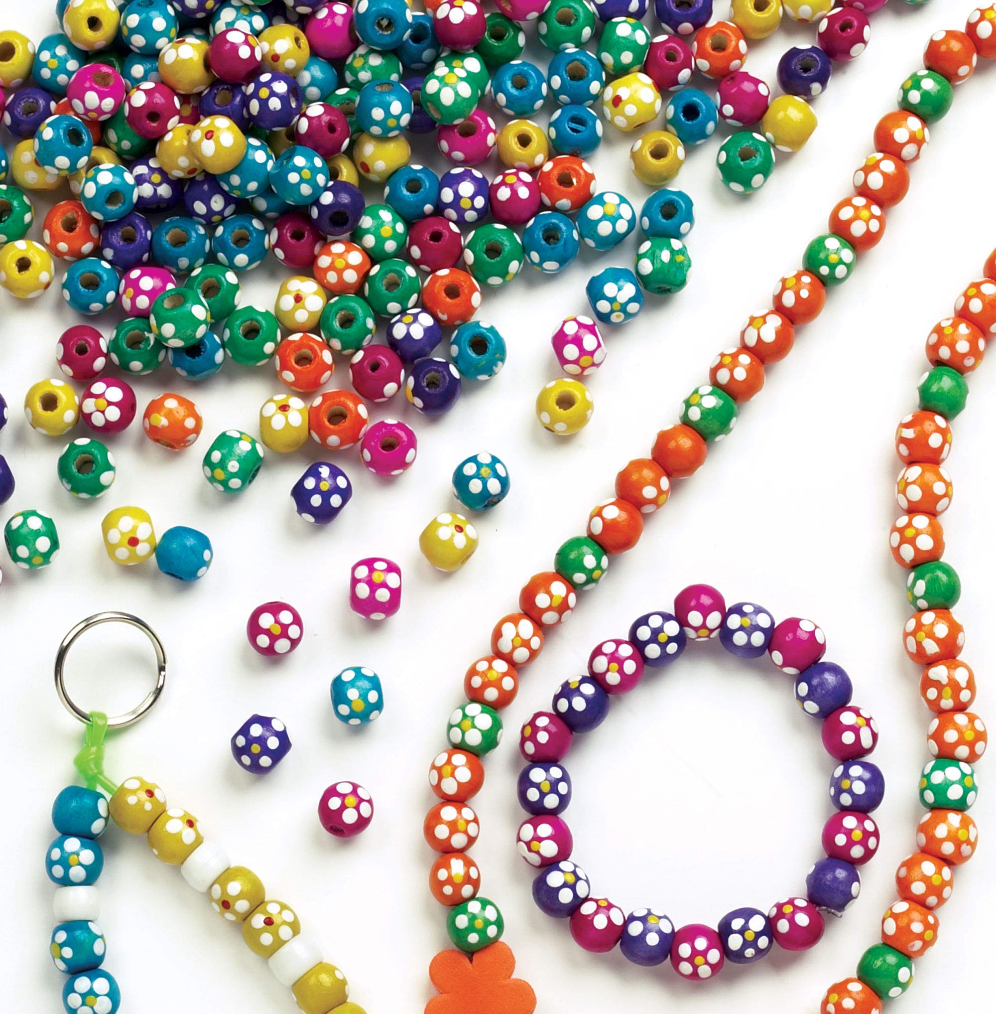 Baker Ross EC1616 Wooden Painted Flower Beads (Pack of 200)