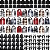 Suhine 96 Pcs Winter Homeless Care Package Supplies Bulk Warm Beanies Hat Thermal Scarf Knit Gloves Drawstring Bags, One Size