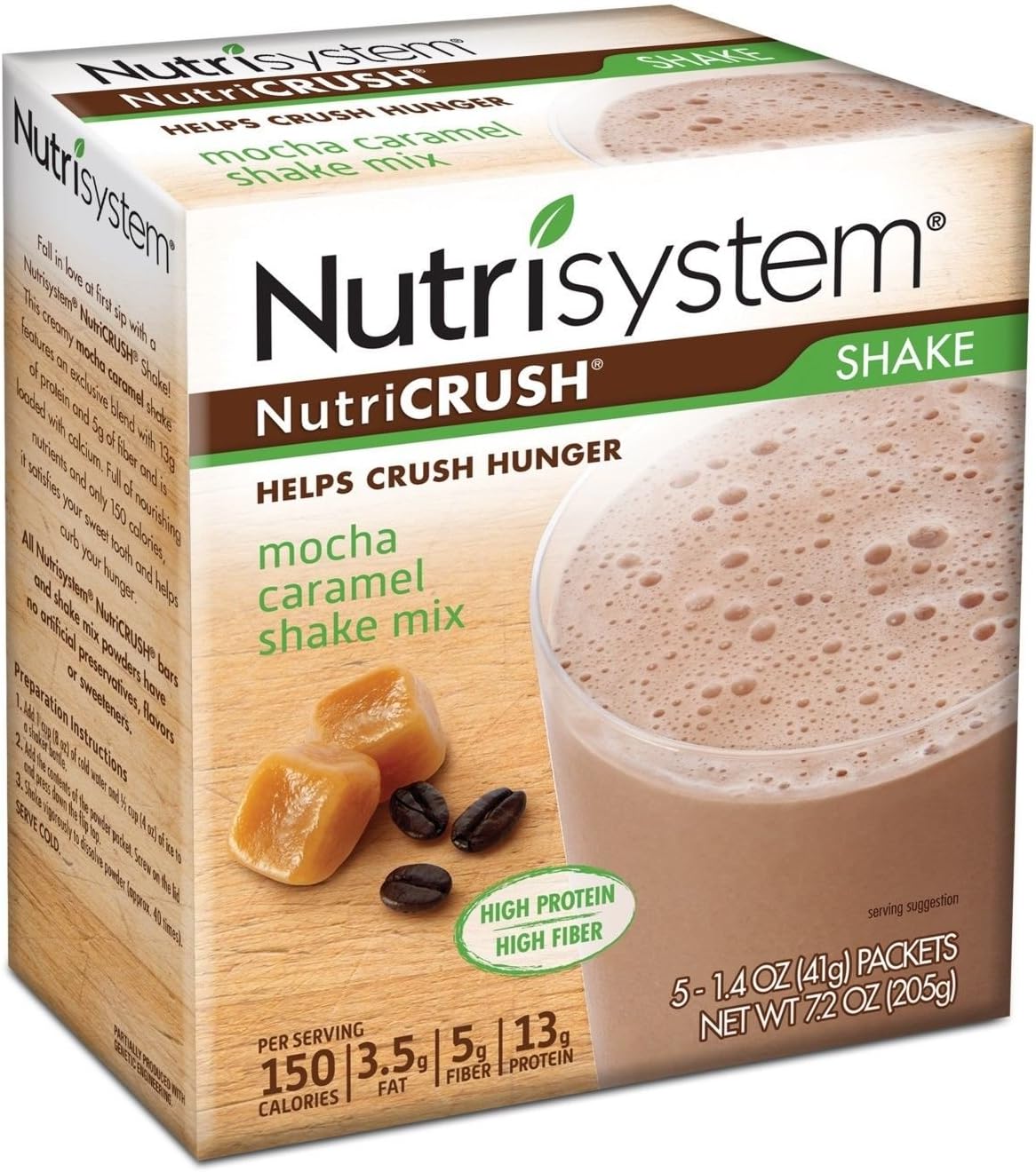 Nutrisystem Nutricrush Mocha Shake Mix. 20 Envelopes