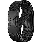 GEIT Stretch Nylon Belt with Quick Release Metal Buckle, 1 3/8" Casual Golf Tactical Invisible Elastic Web Belt