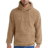 Aimeilgot Mens Hoodie Sherpa Fuzzy Soft Casual Sweatshirts Long Sleeve Classic Pullover Drawstring Hooded Outwear with Pocket