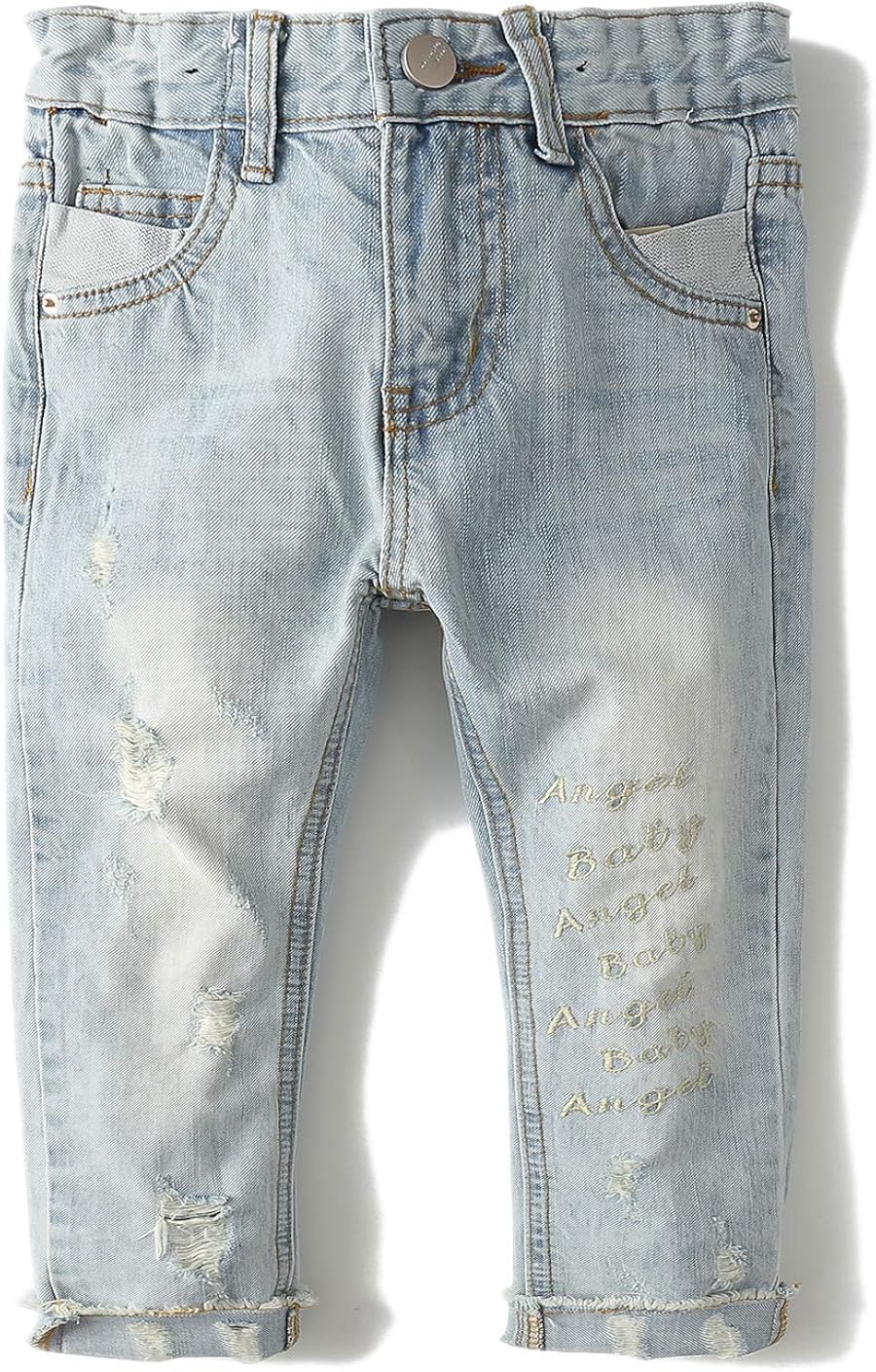 Kidscool Baby Little Kids Ripped Holes Stone Washed Soft Slim Jeans: Clothing