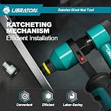 LIBRATON Rivet Nut Tool Kit 5 Mandrels 5 Nut Heads 50 Rivet Nuts Carry Case view 3