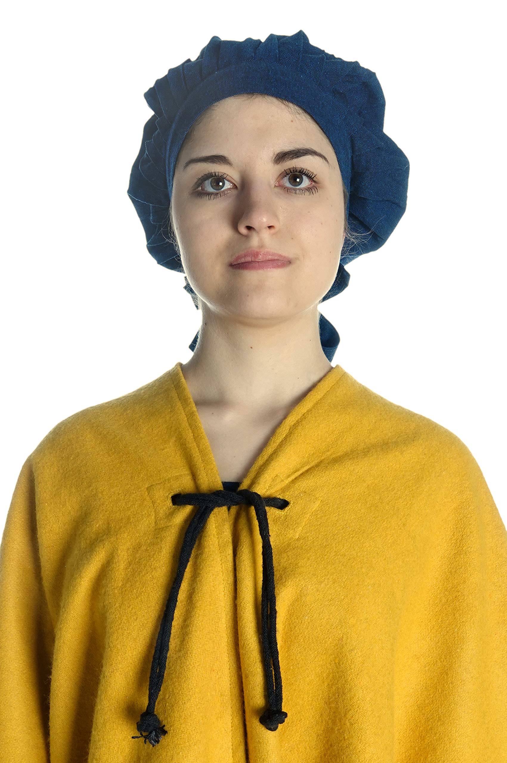 HEMAD Lady Bonnet with tie Blue Pure Cotton