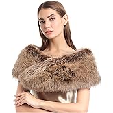 LA CARRIE Women's Faux Fur Collar Scarf Wrap Winter Neck Warmer Collar Ladies White Scarf