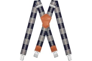 Dresime Suspenders for Men and Women Adjustable X Back 1.57 Inch Wide Elastic Heavy Duty Braces with Strong Metal Clips
