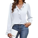 Blooming Jelly Womens Dressy Casual Blouse Business Long Sleeve Tops Ruffle V Neck Work Shirt Fall Outfit 2025