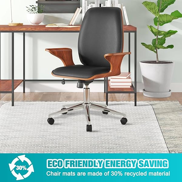 OFFICE CHAIR MAT FOR CARPETS, CLEAR COMPUTER DESK CHAIR MAT FOR LOW CARPETED FLOORS, THICK AND STURDY CARPET PROTECTOR, EASY GLIDE AND FLAT WITHOUT CURLING(30” X 48” RECTANGLE)
