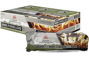 Pine Mountain Traditional 4-Hour Firelogs, Easy Starter Logs, Long Burning Firelog for Fireplace, Campfire, Fire Pit, Indoor & Outdoor Use, 2 Pack