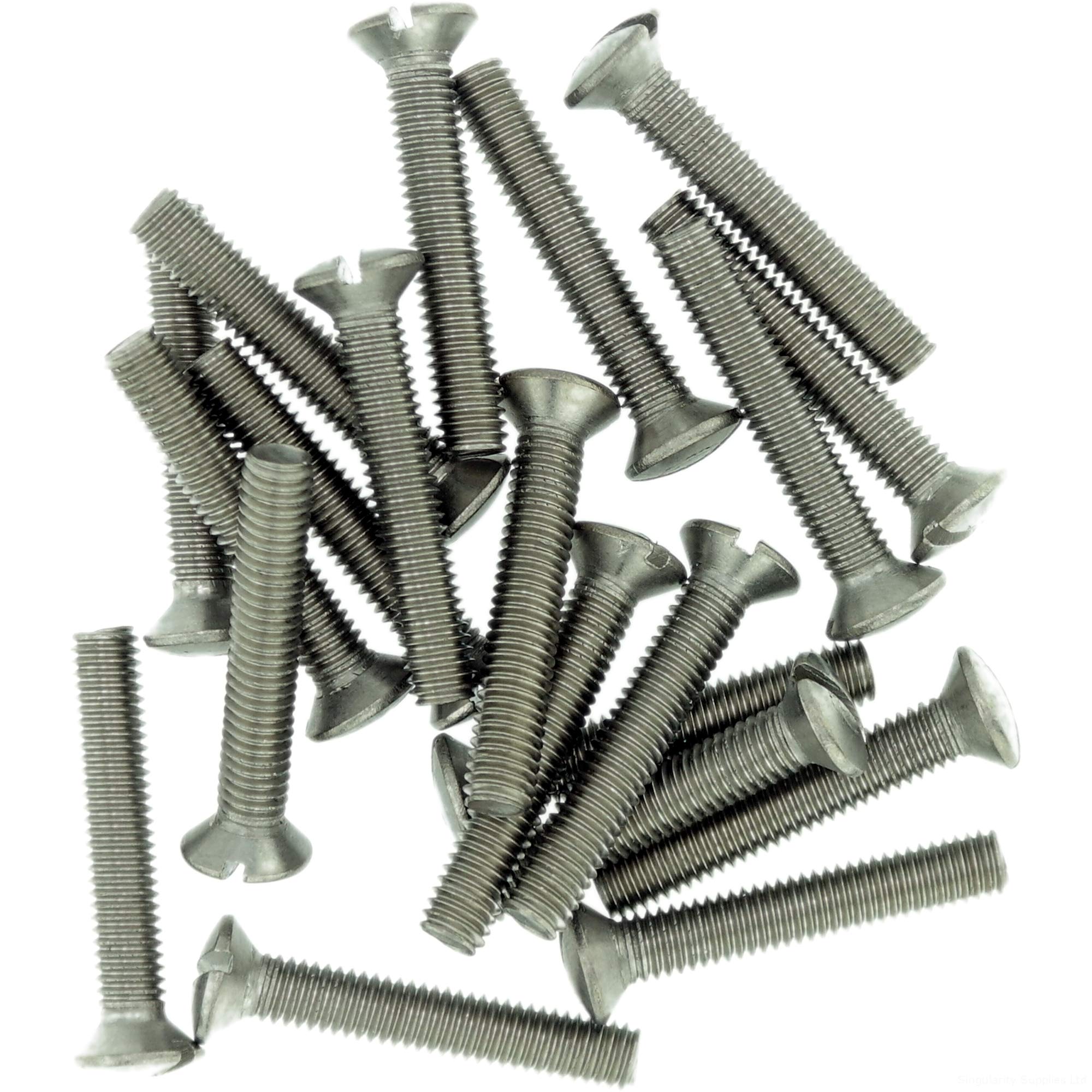 M2 (2mm x 30mm) Slot Raised Countersunk Machine Screw (Bolt) - Stainless Steel (A2) (Pack of 20)