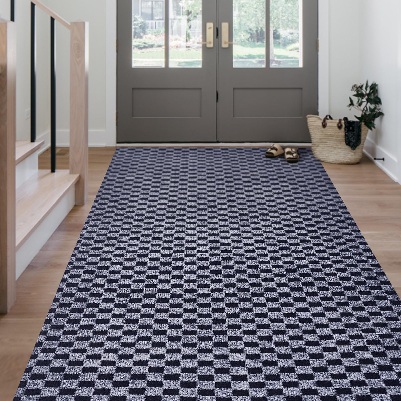 Morefany Outdoor/Indoor 3ft x 23ft Runner Rug, Hallway Custom Sizes Non-Slip Rubber Backing Area Runner Rugs Waterproof Carpet Rugs for Kitchen Entryway Balcony Garage Stair Laundry