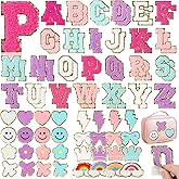 84 Pcs Chenille Letter Patches Self Adhesive for Backpacks,Geegomix Chenille Patches Iron on Letters for Clothing,Embroidered Patches Sticker Letters for Bags Hats Varsity