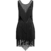 IWEMEK Rhinestones Layered Fringe Dress Ballroom Latin Dance Dress for Women Tiered Tassel Flapper Dresses Dancing Costume