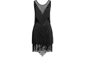 IWEMEK Rhinestones Layered Fringe Dress Ballroom Latin Dance Dress for Women Tiered Tassel Flapper Dresses Dancing Costume