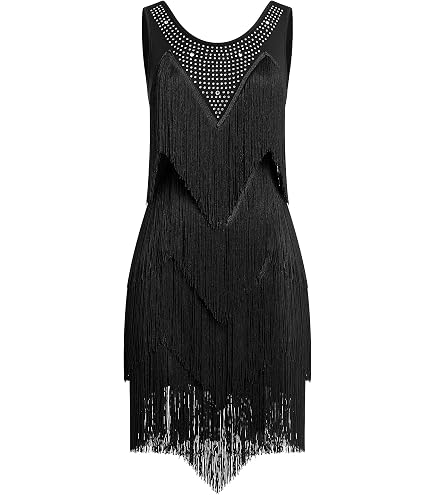 black dress for ballroom ROYAL SMEELA Fringe Latin Dance Dress Women Dancing Outfit Sexy Halter Neck Dance Costume : Clothing, Shoes & Jewelry Size:Small Long Black Mini Dress with complemented by mesh elbow icon-organic-cotton-inner-band