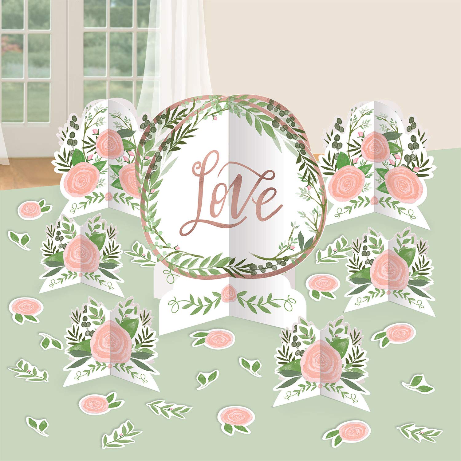 Amscan 282143 - Love and Leaves Wedding Table Decoration Kit - 8 Pack