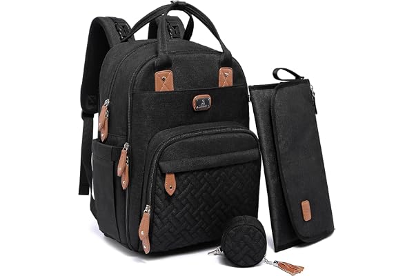 Diaper Bag Backpack with Portable Changing Pad, Pacifier Case and Stroller Straps