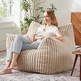 Giant Bean Bag Chairs for Adults with Filling Plush Fluffy Bean Bag Chairs for Teens with Armrests Comfy BeanBag Lazy Couch Sofa Chair for Bedroom Living Room Reading