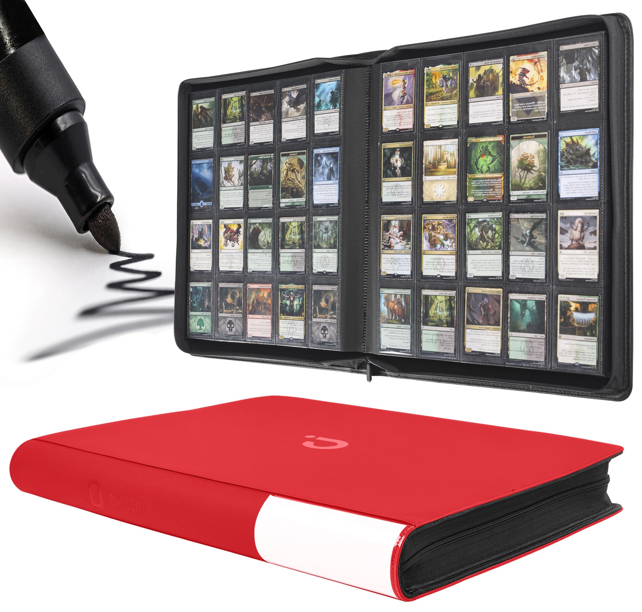 Photo 1 of Premium 2000 Pocket Card Binder - 20 Pocket Trading Card Binder with Sleeves Fits 2000 Cards, Ringless Card Album for TCG - Model A?Classic Red