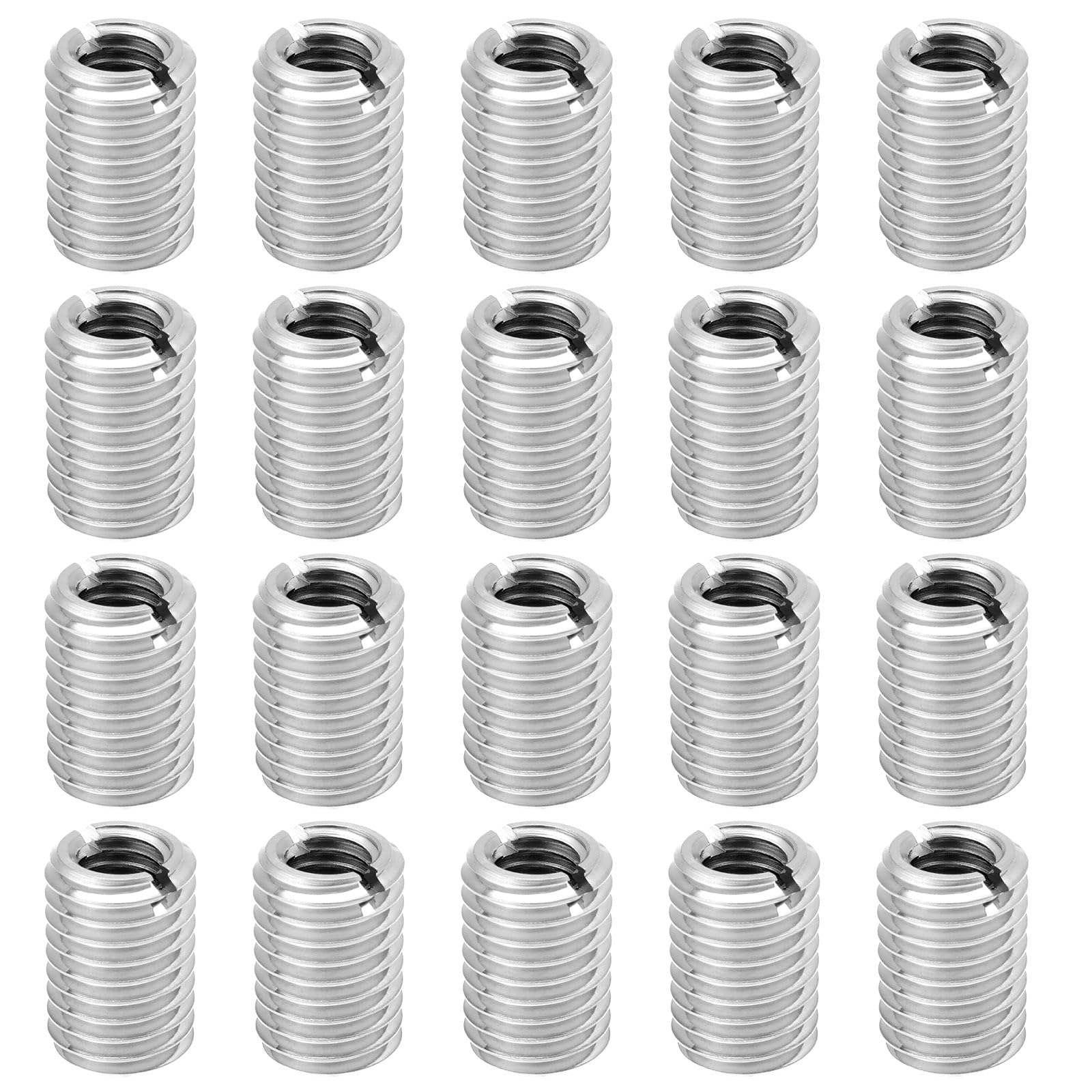 YINETTECH 20Pcs M12 to M8 Threaded Repair Insert Nut, Male Thread M12x1.75 and Female Thread M8 x 1.25 Length 18MM Conversion Reducer Nut Stainless Steel Slotting Thread Adapter