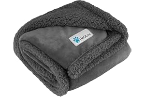 PetAmi Waterproof Dog Blanket for Small Medium Dog, Pet Puppy Blanket Couch Cover Protection, Sherpa Fleece Cat Blanket Couch Sofa Bed Furniture Protector Reversible Soft Washable 29x40 Grey Grey