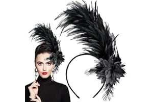 WLLHYF Women's 1920s Feather Fascinator Headband, Fascinators Hat for Women Tea Party Flower Headpiece Gatsby Derby Hat