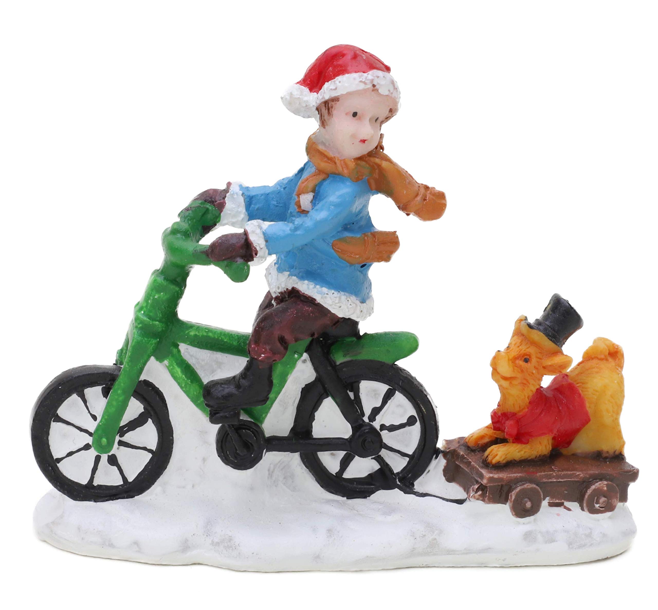 Toyland® Mini Resin Christmas Collectible Ornament - Village Scene Accessories - Xmas Figures (Child On Bike 2.5 Inch)..