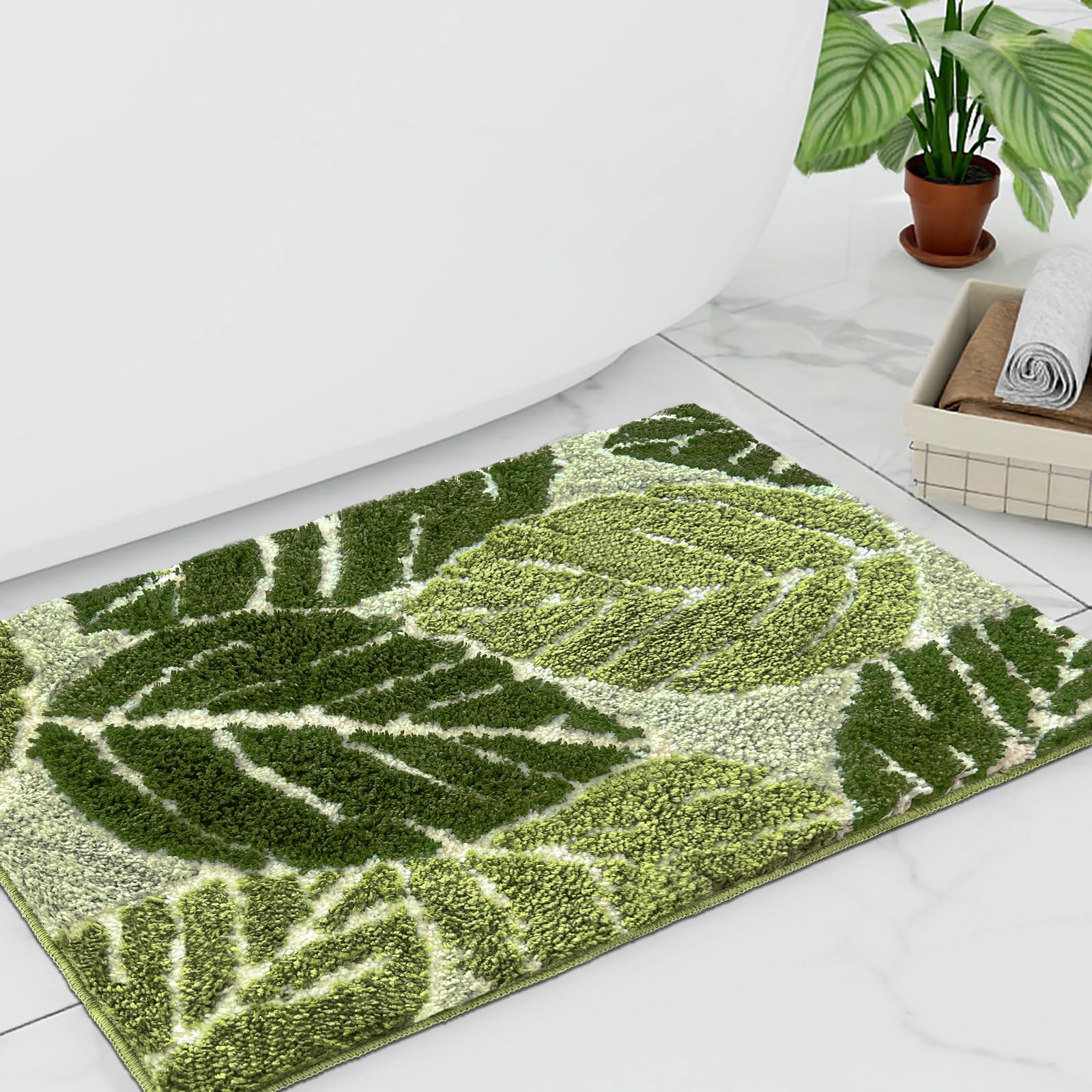 Photo 1 of **Similar Item**
Witzest Sage Green Plant Non Slip Bathroom Rugs Cute Monstera Leaf Absorbent Bath Mat Funny Botanical Floor Bathmat Washable Small Bath Matt Bathroom Decor-17''x24''