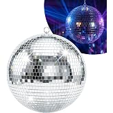 Pyle 16-Inch Disco Ball Hanging Mirror Ball | Disco party decorations for birthdays, weddings, clubs, dance parties, and covered outdoor events