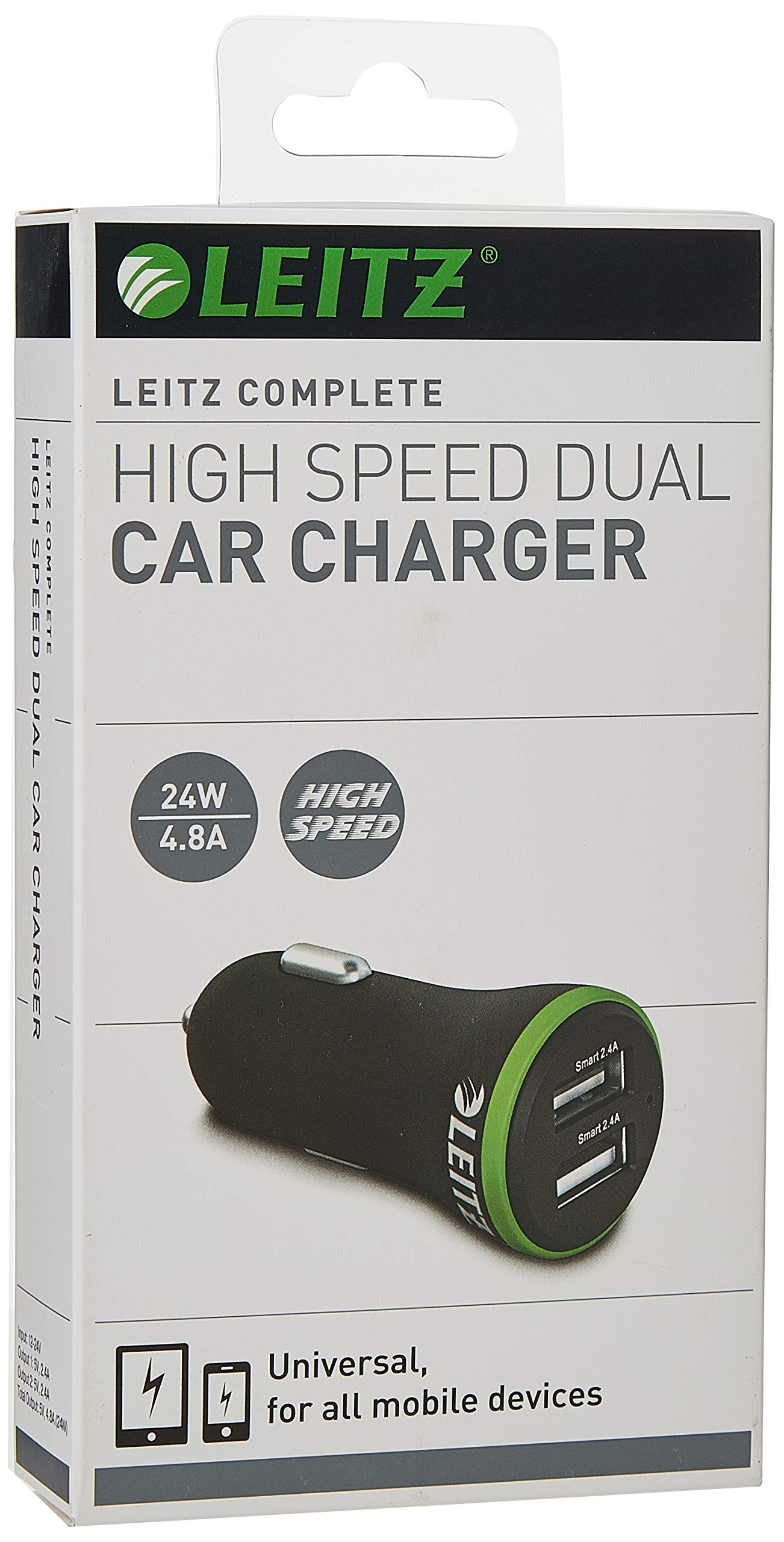 Leitz HiSpeed Car Charger Dual USB 24W