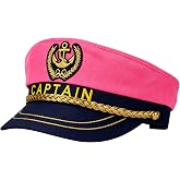 ANABIUP Hot Pink Yacht Captain Hat,Sailor Hat for Men&amp;Women,Yacht Rock Captains Hat for Halloween&amp;Sailor Dress Up &amp; Boat Crew