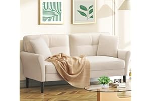 KIDIRECT 69" Small Sofa, Soft Small Couch with 2 Pillows, Comfy Love Seat Couches, Tool-Free Setup Loveseat Sofa, 700lb Load Sofas for Living Room, Cozy Couches for Living Room, Mini Couch for Bedroom, White
