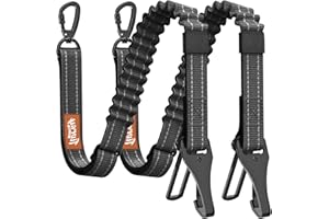 Tivray 2Pcs Dog Seat Belt, Dog Car Seat Belt Bungee, Car Harness for Pet with Buckle & Hook Latch, Safety Leash Vehicle, Adjustable Reflective Pet Vehicle Tether, 360° Swivel Lock Clasp, Black