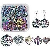 COGCHARGER 20 Pcs 5 Style Tree of Life Alloy Pendants Alloy Rainbow Charm Etched Metal Embellishments for Gifts Jewelry Necklace Earring Making Crafts