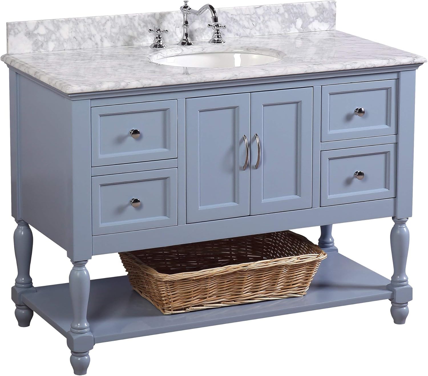 Beverly 48inch Bathroom Vanity (Carrara/Powder Blue