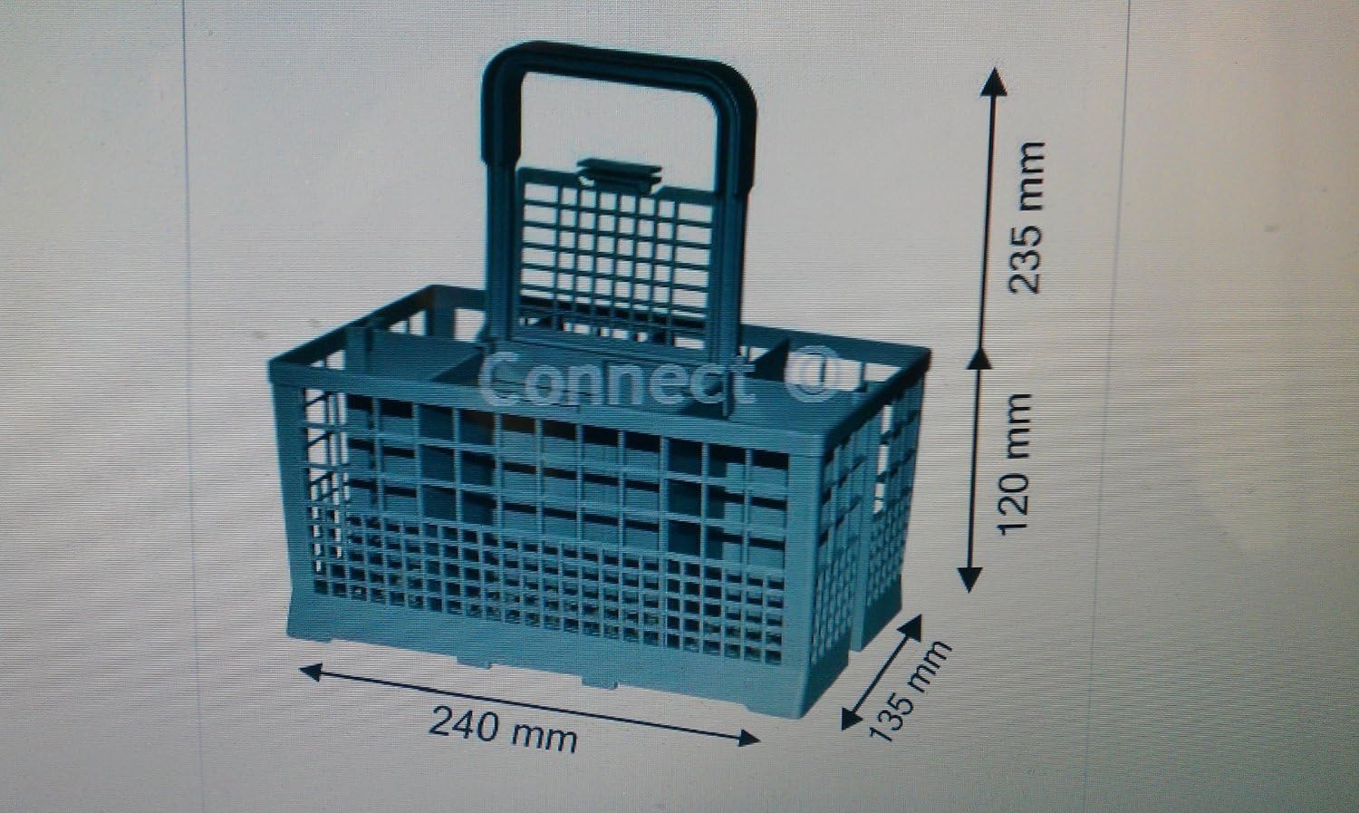 Dishwasher Cutlery Basket / Dishwasher Basket With Detachable Handle - Size h without handle (120mm) h With handle (235mm) X L (240mm) x D (135mm) For Meile Bosch Beko Hotpoint Zanussi Creda