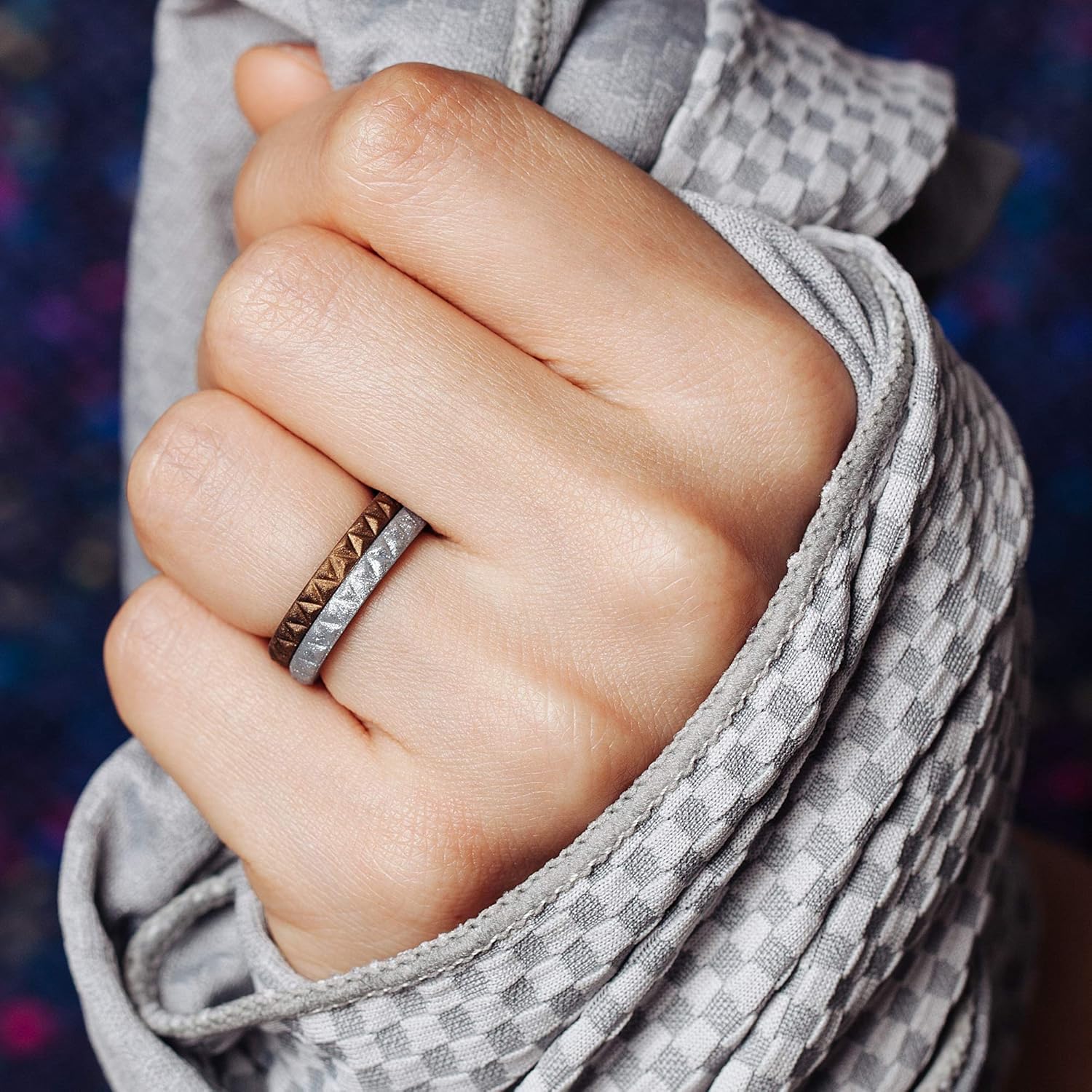ThunderFit Womens Triangle Diamond Stackable Rings - 16 Rings / 12 Rings / 8 Rings / 4 Rings / 1 Ring - Thin Silicone Wedding Rings - 2.5mm Wide - 2mm Thick : Clothing