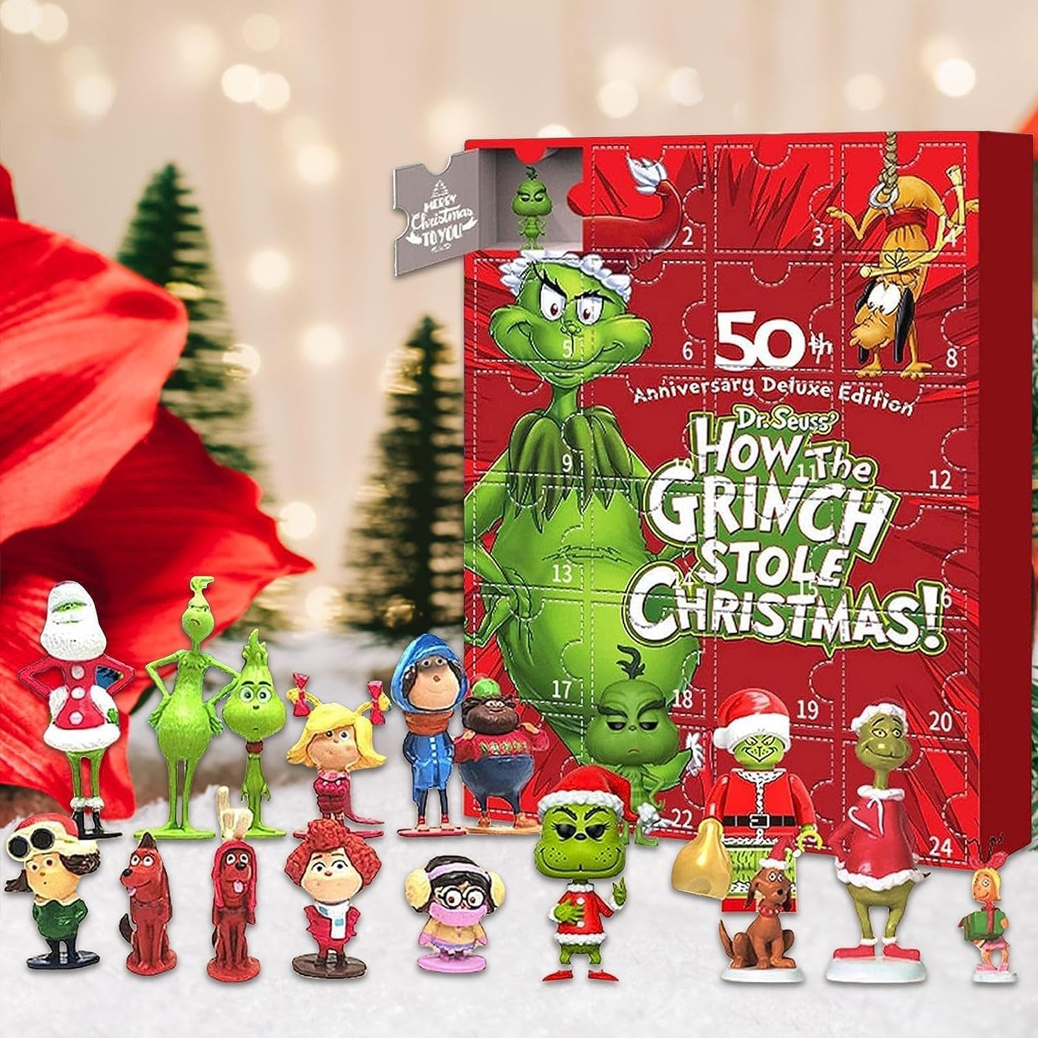 Advent Calendars - Christmas Advent Calendar 2023, Christmas Grinches Figures Advent Calendar, 24PC Cute Cartoon Elf Figures Doll Christmas Countdown Calendar for Kids Doll Collectible Figures Gift