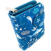 Shag Wear Shark Pattern Wallet for Women and Teen Girls Vegan Faux Leather Small 4.5" Teal