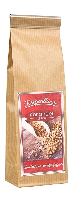 Dergenthiner Koriander Ganz, Koriandersamen, 80 Gramm Blockbodenbeutel