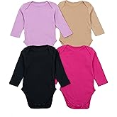 Leveret Baby Boys Girls Four Pack Long Sleeve Bodysuits Size 0-24 Months