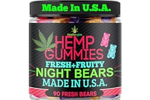 HEALTHERGIZE Hemp Gummies for Sleep-High Potency Calm Relaxation Night-Time, Peace and Relaxation, Fruity Gummy Bear Edibles, Good Mood, Restful Bedtime-Natural Hemp Oil Omega-Made in USA