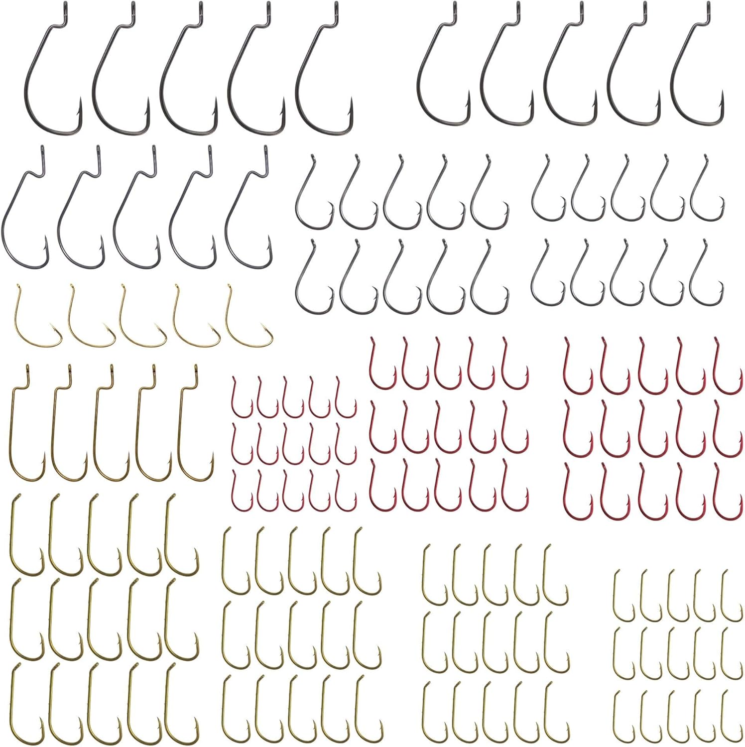 Tailored Tackle Fishing Hooks Kit 150 Pc Accessories Box | EWG Worm, Octopus, Bait Holder, Circle Fish for Freshwater Bass Trout Catfish Panfish Crappie Bluegill | Hook Supplies for Gear and Equipment : Sports & Outdoors