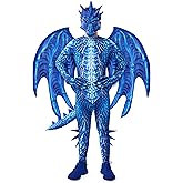 Spooktacular Creations Halloween Blue Dragon Costume for Kids, Boys Halloween Costume with Dragon Wings, Tail and Mask Set