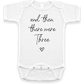 Then There Were Three Pregnancy Announcement Infant Bodysuit for Grandparents, Family and Friends (0-3 months, White)