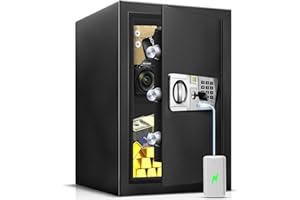 TOTOY 2.5 Cu Ft Fireproof Safe Box For Home Documents with Type-C External Power - Steel Security Safe Lock Box with Electronic Keypad, Sensor Light, Removable Shelf- Safety Box For Cash, Jewelry